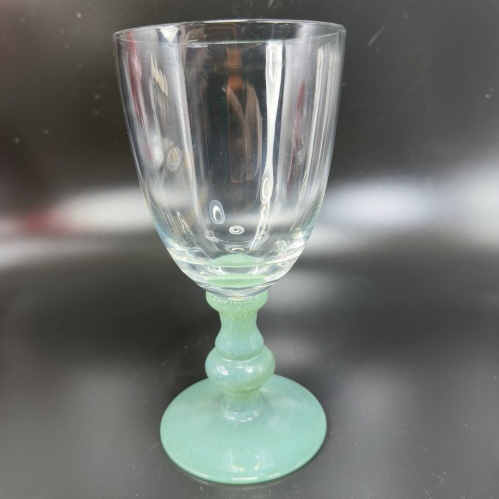 Villeroy And Boch Isabelle Green Dark Jade Crystal Claret Wine Glasses Set 2 VTG - Picture 2 of 11